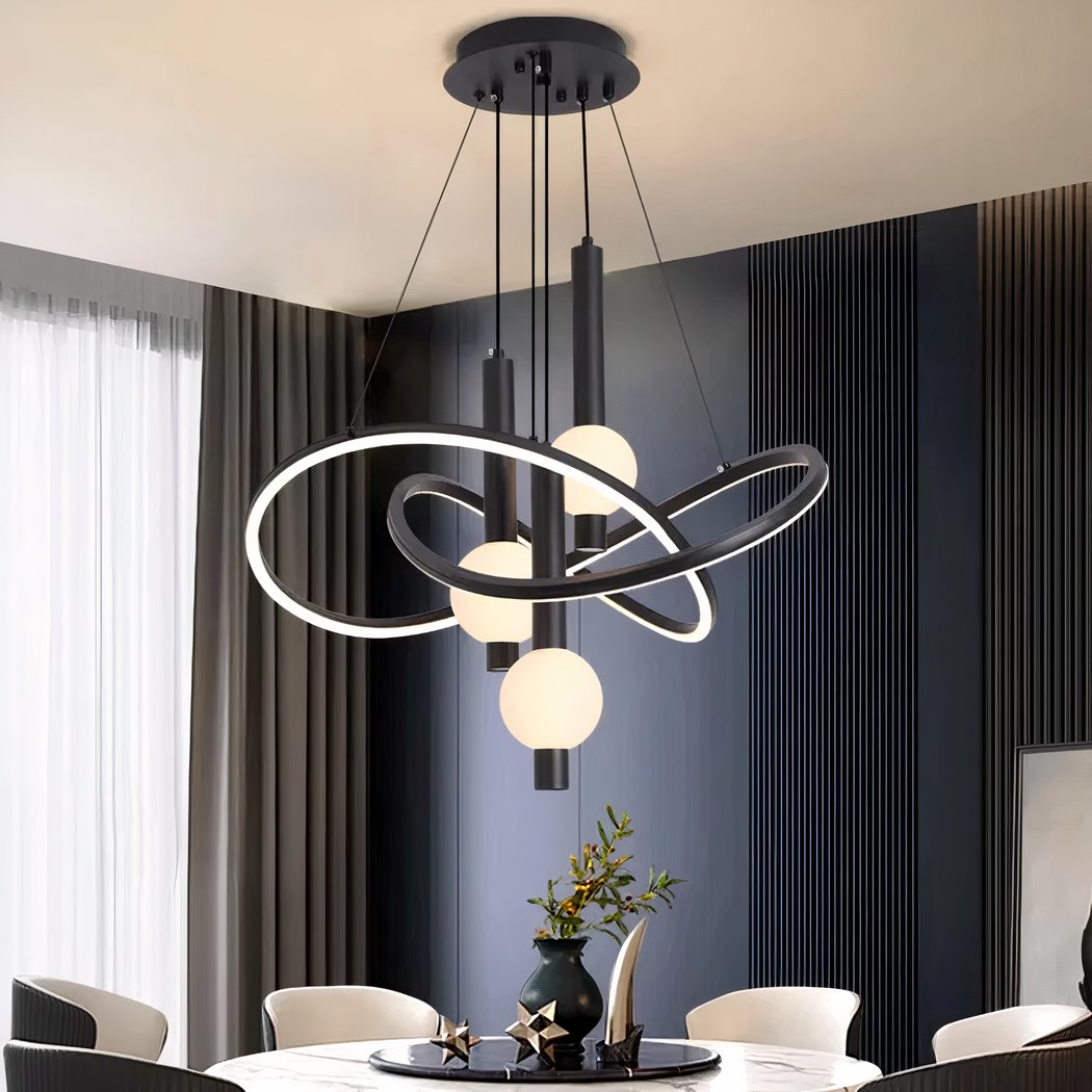 Black Chandelier with Suspended Design