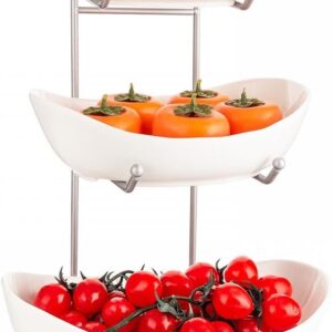 Ceramic Fruit Bowls with Metal Rack