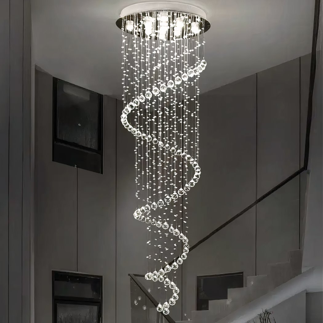 Spiral Ceiling Chandelier with Water Droplets